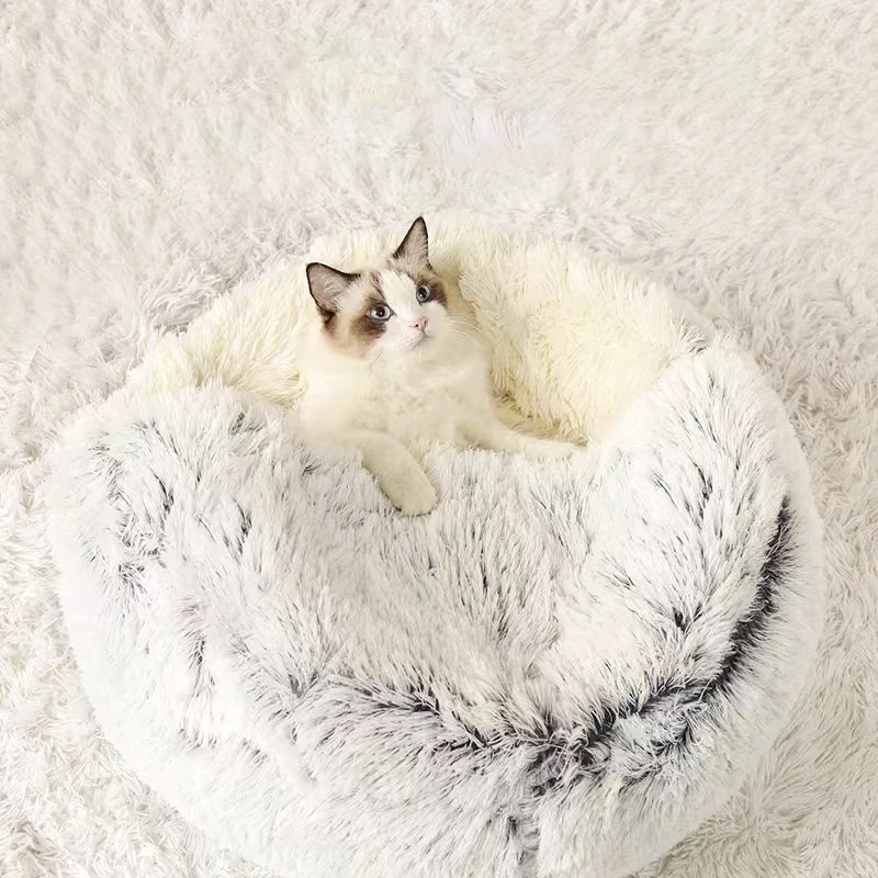 Round Cat Cushion Semi Enclosed Pet Sleep Bags Long Soft Plush 2 In 1 Warms Cats Beds Simple Comfort Warm Puppy Sleeping Nest 14 kf S1378833f2f2642b789e064ef7e642ca7d