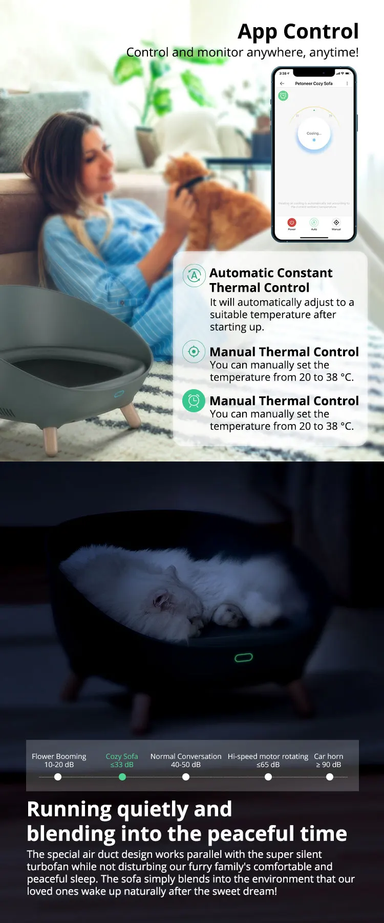 Custom Cozy Pet Bed Cute Cat Furniture Wifi Smart Climate-Controlled With Cooling &Amp; Heating, App Remote Manage 13 kf S2248538a9cc5462880ccf40626da435b4