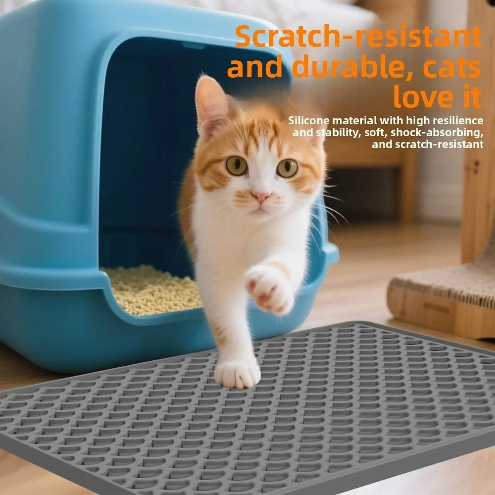 New Double Layer Cat Litter Mat Non-Slip Silicone Cat Litter Trapping Pad Washable Waterproof Pet Mat Cat Supplies 10 kf S26432d3cb9fc4b91bb1824319693fcdbd