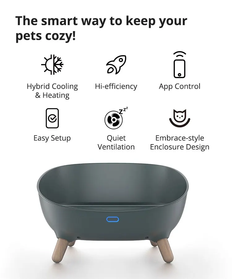 Custom Cozy Pet Bed Cute Cat Furniture Wifi Smart Climate-Controlled With Cooling &Amp; Heating, App Remote Manage 9 kf