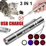 USB Rechargeable Cat Laser Pointer with 3 Modes 5 Patterns Lazer Projection Pen Red Dot LED Light Pointer Interactive Cat Toys