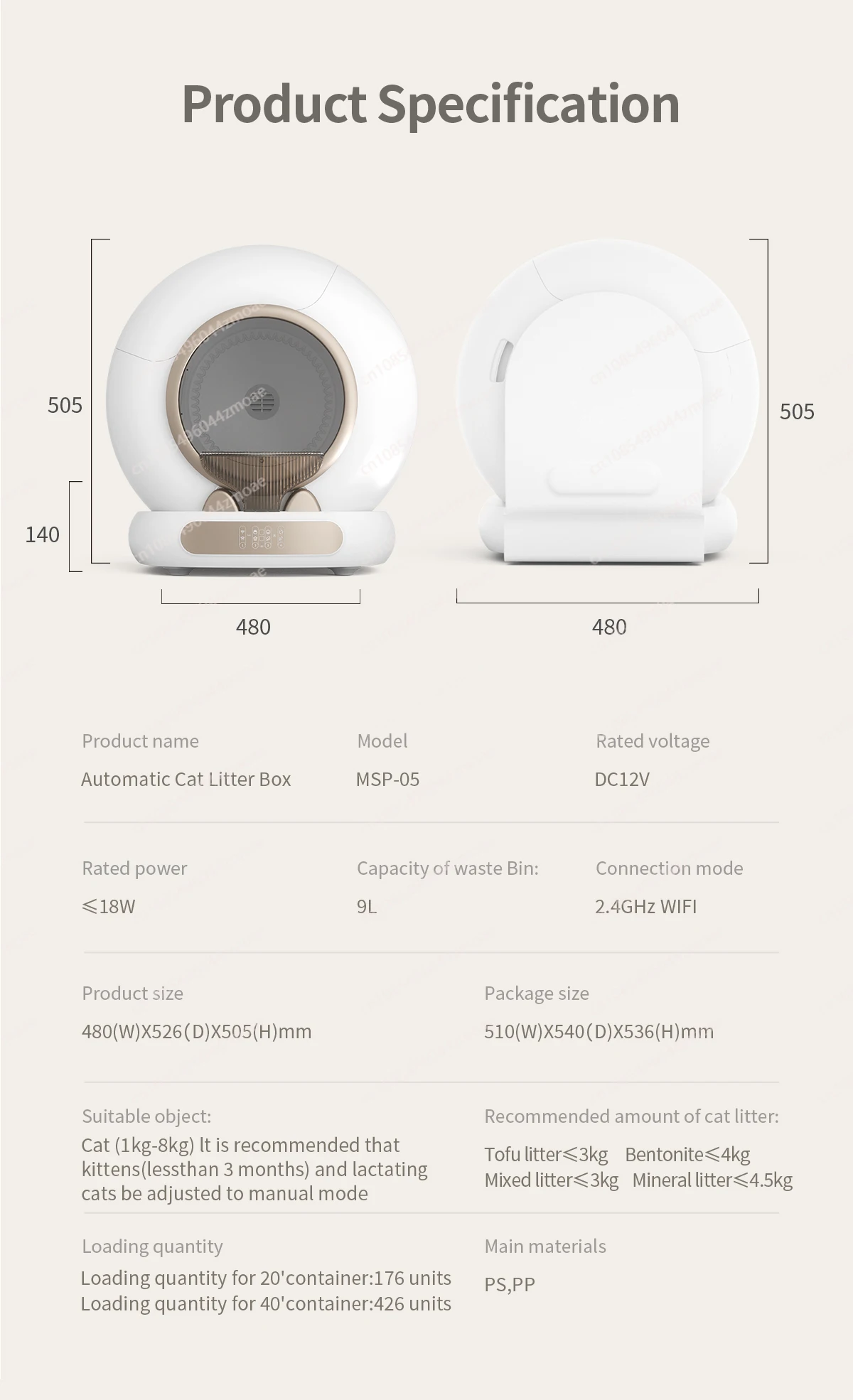 Newest Automatic Cat Litter Box Self-Cleaning Cat Litter Box With 65L Space For Multiple Cat 14 kf S349231c8068d4887bf87ba2244542406Y