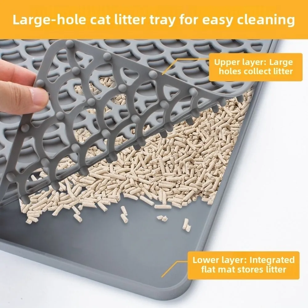New Double Layer Cat Litter Mat Silicone Washable Cat Litter Trapping Pad Waterproof Non-Slip Pet Mat Cat Supplies 11 kf S39ed7358ef5c473f99b34f3a1daec809y