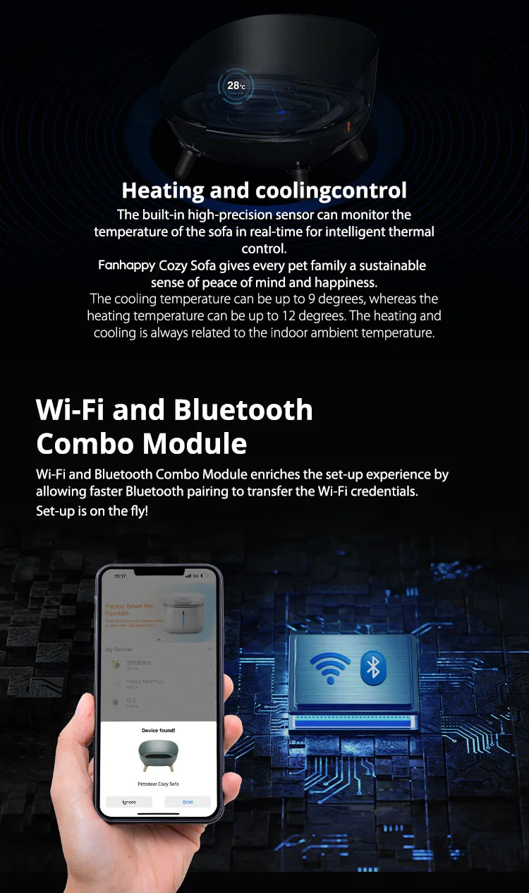 Custom Cozy Pet Bed Cute Cat Furniture Wifi Smart Climate-Controlled With Cooling &Amp; Heating, App Remote Manage 12 kf S5b68e8b8995047ce9ed2b86b548076cdE
