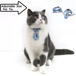 Pet Bow Tie Adjustable Cat Necktie Denim Puppy Collars Fashion Cat Neck Bow Pet Neck Tie Party Wedding Decoration Dog Accessorie