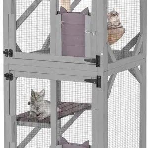 Cat House Outdoor Catio for Catis Mobile Enclosures on Wheels Large Cat Cage with Waterproof Cover,Resting House