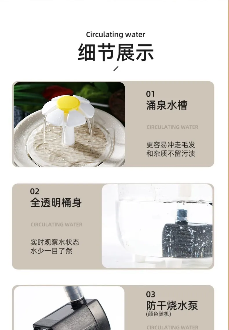 Pets Water Fountain Auto Filter Usb Electric Mute Cat Drinker Bowl 1000Ml Recirculate Filtring Drinker For Cats Water Dispenser 14 kf S919bba095fb043588fd00e33af0d6ecc6