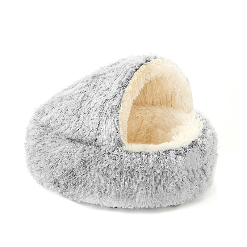 Round Cat Cushion Semi Enclosed Pet Sleep Bags Long Soft Plush 2 In 1 Warms Cats Beds Simple Comfort Warm Puppy Sleeping Nest 17 kf S9d8cd42e4ed9492da375449f0bd839fdm