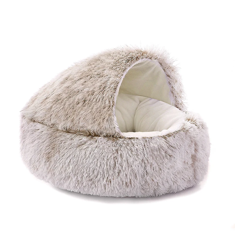 Round Cat Cushion Semi Enclosed Pet Sleep Bags Long Soft Plush 2 In 1 Warms Cats Beds Simple Comfort Warm Puppy Sleeping Nest 19 kf Sa35e9564d9734461a8e7a0419797b9700