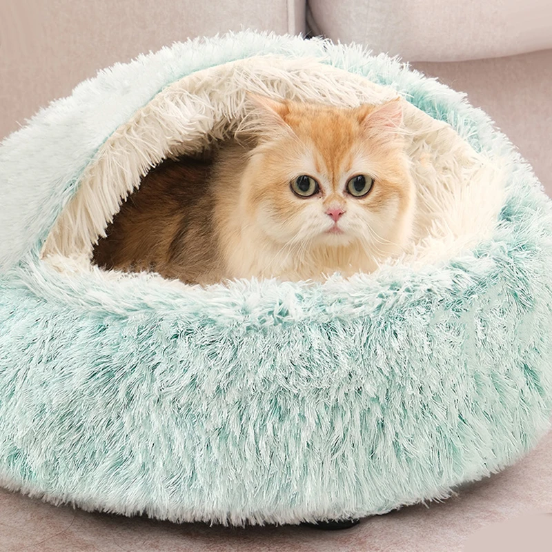Round Cat Cushion Semi Enclosed Pet Sleep Bags Long Soft Plush 2 In 1 Warms Cats Beds Simple Comfort Warm Puppy Sleeping Nest 15 kf Sb8856ebadf98474aa9fddfadcd2371b18