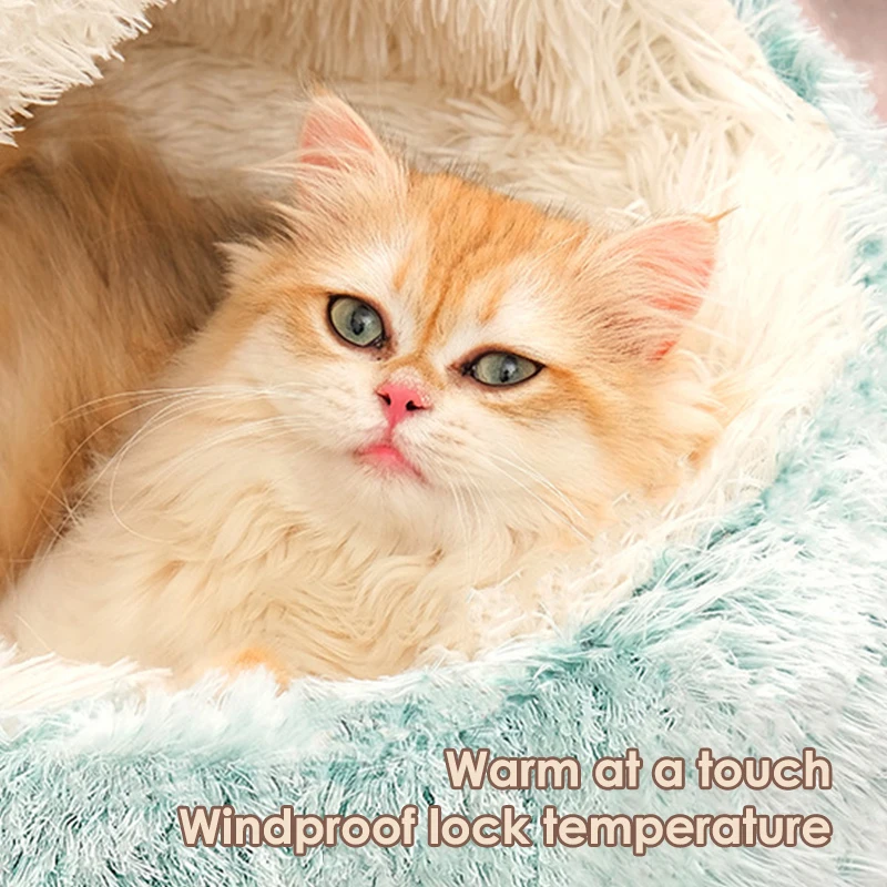Round Cat Cushion Semi Enclosed Pet Sleep Bags Long Soft Plush 2 In 1 Warms Cats Beds Simple Comfort Warm Puppy Sleeping Nest 10 kf Sbc032a494a2a47079c9569e77e0ffd1au