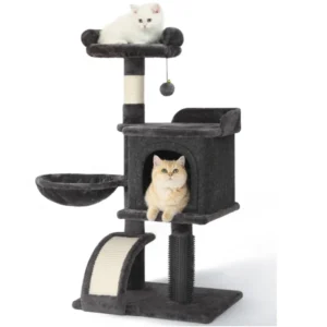 HOOPET 36.6 Inch Tree Cat Climbing Frame Multi-Level Cat Litter Stable Non-Shaking Cat Tower with Sisal Scratching Post Hammock