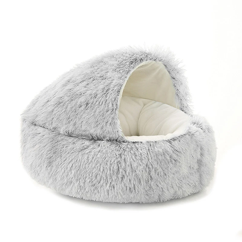 Round Cat Cushion Semi Enclosed Pet Sleep Bags Long Soft Plush 2 In 1 Warms Cats Beds Simple Comfort Warm Puppy Sleeping Nest 18 kf Sbf711b2892394157ad87437238079fcby