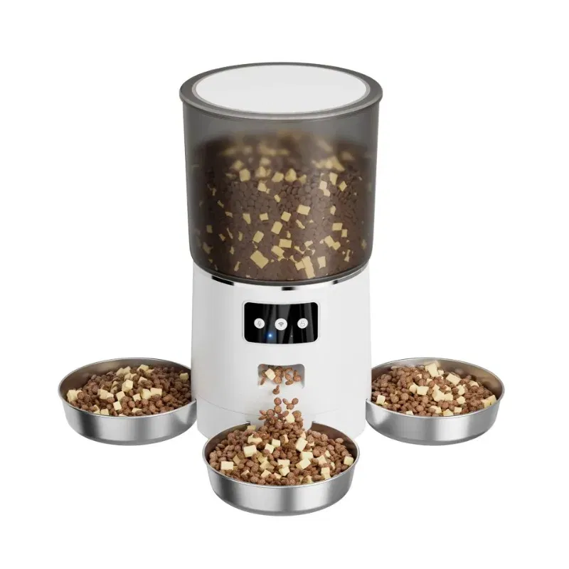Smart Automatic Pet Feeder 6L Multi-Bowl Dog/Cat Meal Dispenser Eco-Friendly Wifi Remote Control Steel &Amp; Plastic For Fish Feed 8 kf Sc58f4454610f4e90bf3aebe674f313c49