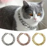 Fashion Chain Collar Pet Necklace Cat Dog Gold Necklace Adjustable Gold Collars Pet Jewelry Accessories for Small Medium Dog
