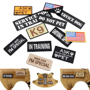 1 Piece Tactical Patch Bundle For Dog Harness Collar Vest Personalized Patches Tags Sticker Label Custom Name ID Service Dog