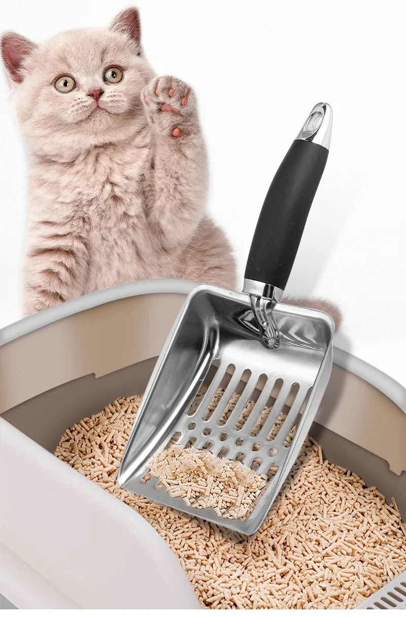 Stainless Steel Cat Litter Scoop With Rubber Handle Metal Kitty Scooper Sturdy Mesh Scooper Litter Filter Pet Cleaning Tools 34 kf Sdc9c13f989244fffa627f5fe24311ff19