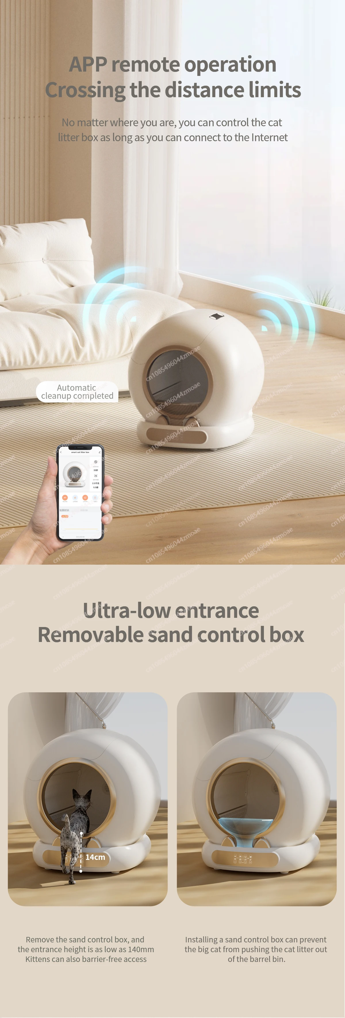 Newest Automatic Cat Litter Box Self-Cleaning Cat Litter Box With 65L Space For Multiple Cat 11 kf Sf14f697005c84270a7cdd542254d3682b