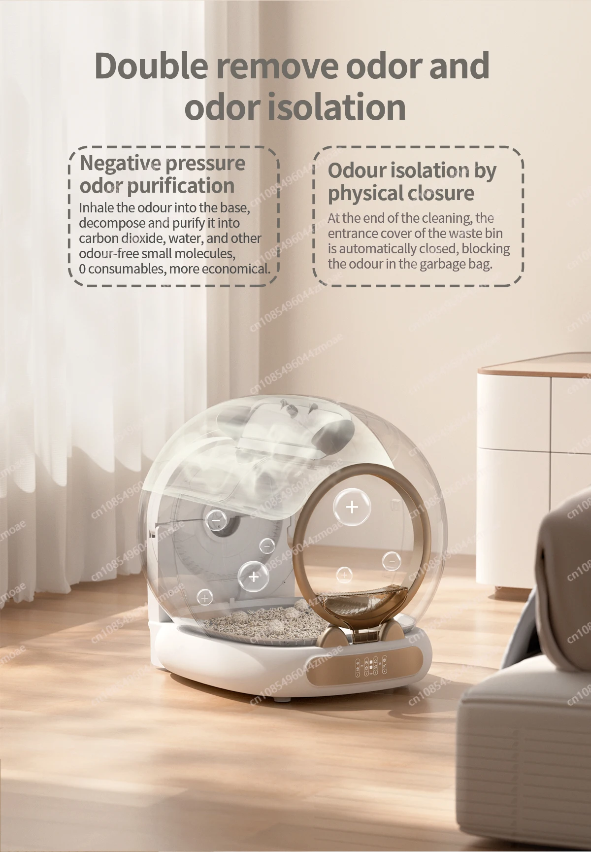 Newest Automatic Cat Litter Box Self-Cleaning Cat Litter Box With 65L Space For Multiple Cat 10 kf Sf1a3ab8d0558427b87ff00c5985f8c927