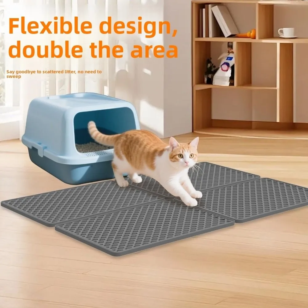 New Double Layer Cat Litter Mat Silicone Washable Cat Litter Trapping Pad Waterproof Non-Slip Pet Mat Cat Supplies 12 kf Sf68759d7f59e4cb5a8e993d1e4b56385j