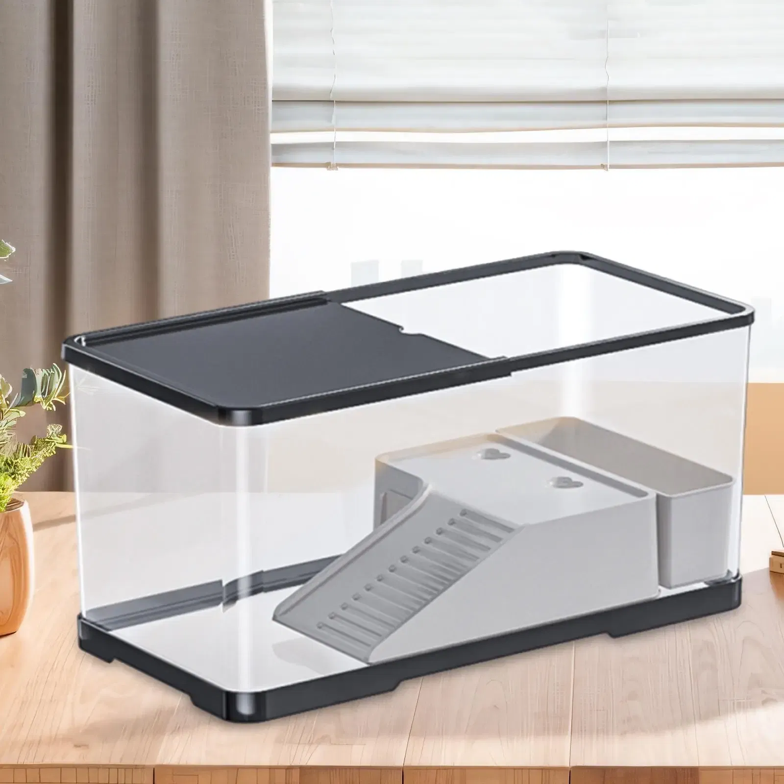 Turtle Tank with Basking Reptile Habitat Turtle Aquarium for Amphibians