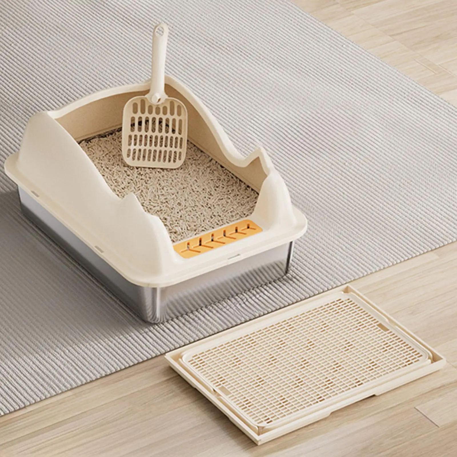 Cat Litter Sand Litter Basin Low Entry with High Sides Easy to Clean Kitty