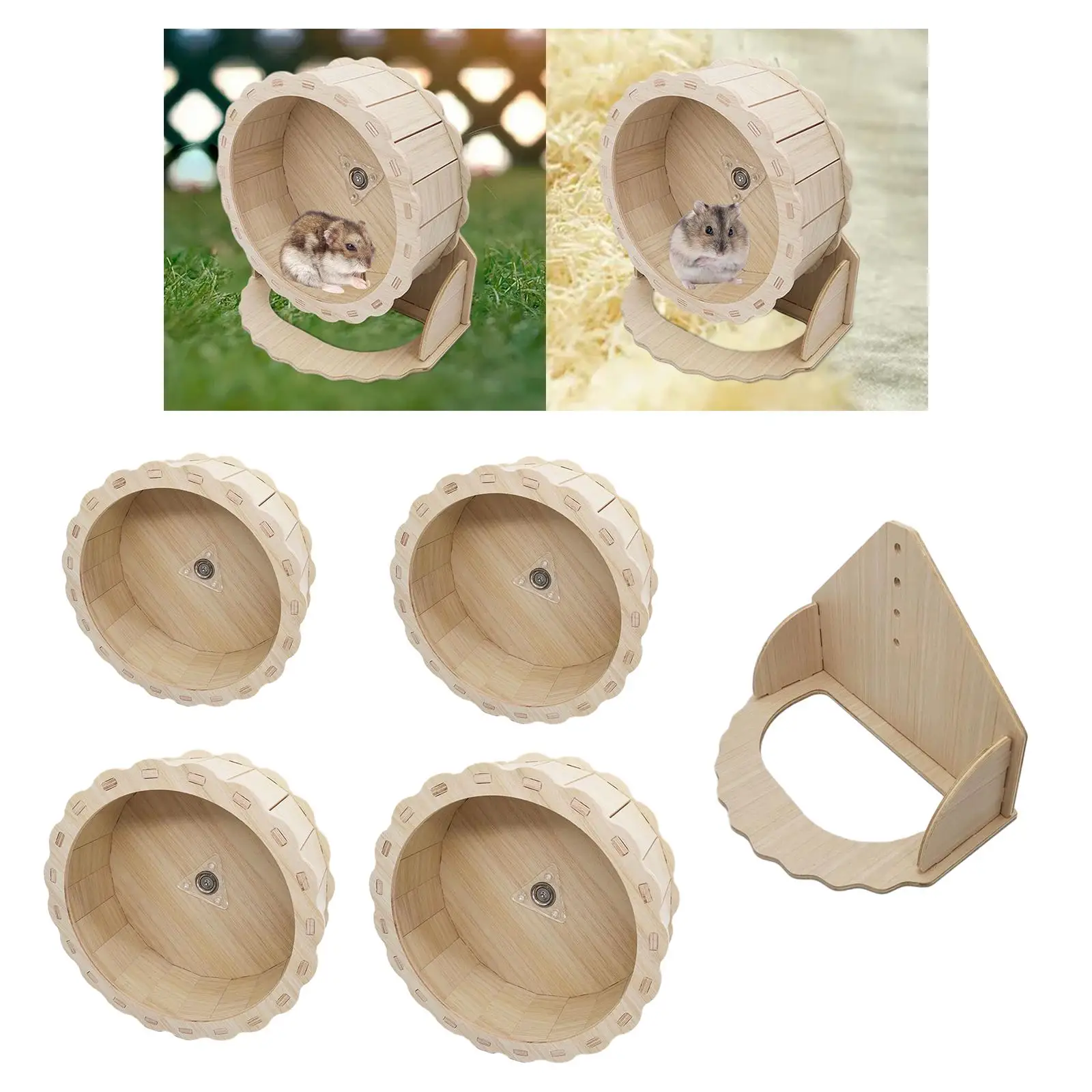 Hamster Wooden Running Wheel Exercise Wheel Toy Hamster Treadmill Silent for Syrian Hamster Mice Other Small Animals Gerbils Rat