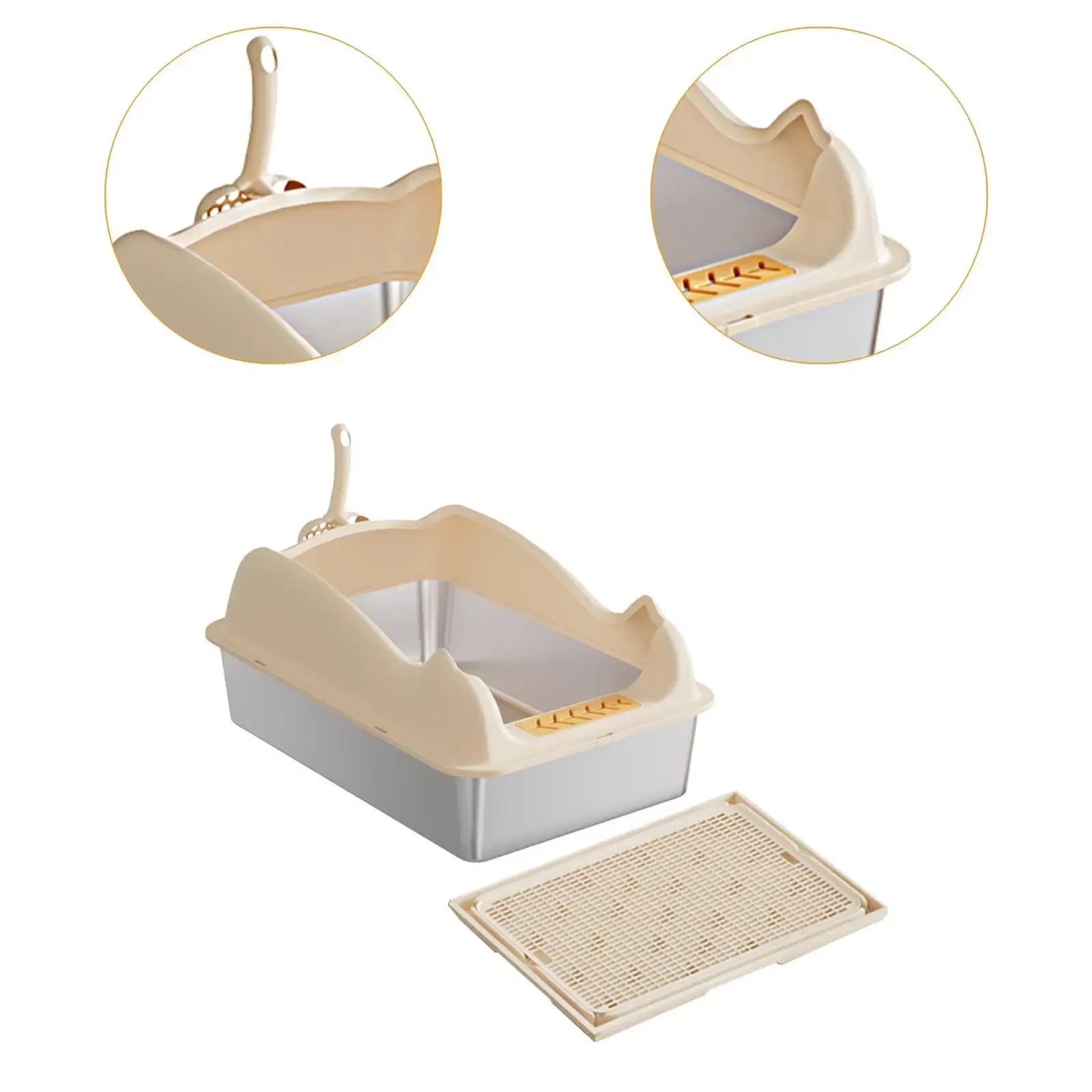 Cat Litter Sand Litter Basin Low Entry with High Sides Easy to Clean Kitty