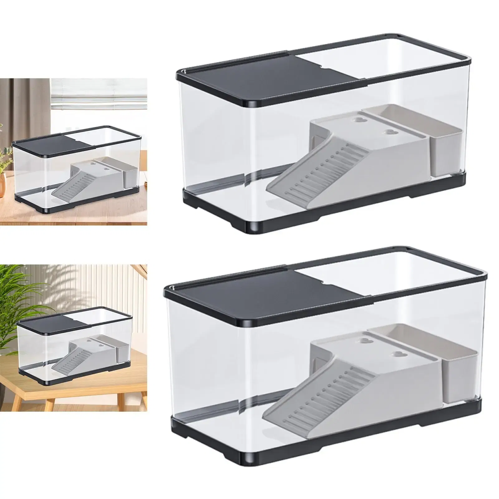 Turtle Tank with Basking Reptile Habitat Turtle Aquarium for Amphibians