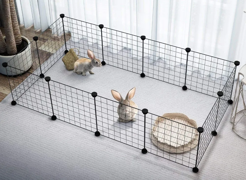 Diy Pet Playpen Fence Enclosure Yard Kennel Foldable Pet Playpen Iron Fence Puppy Kennel House Exercise Training Easy Install St 17 kf S684676b330634c4e94e42279b61901feV