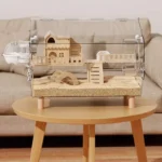Solid Wood Hamster Cage, 360° Panoramic Transparent Syrian Hamster Home, Easy Clean Acrylic Mansion, Double Layer Rodent Habitat 26 kf S6997d2989ec044eab62b6582c9c38aa32