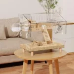 Solid Wood Hamster Cage, 360° Panoramic Transparent Syrian Hamster Home, Easy Clean Acrylic Mansion, Double Layer Rodent Habitat 29 kf S6af5c177c7da4c729c7076f42a091dc4u