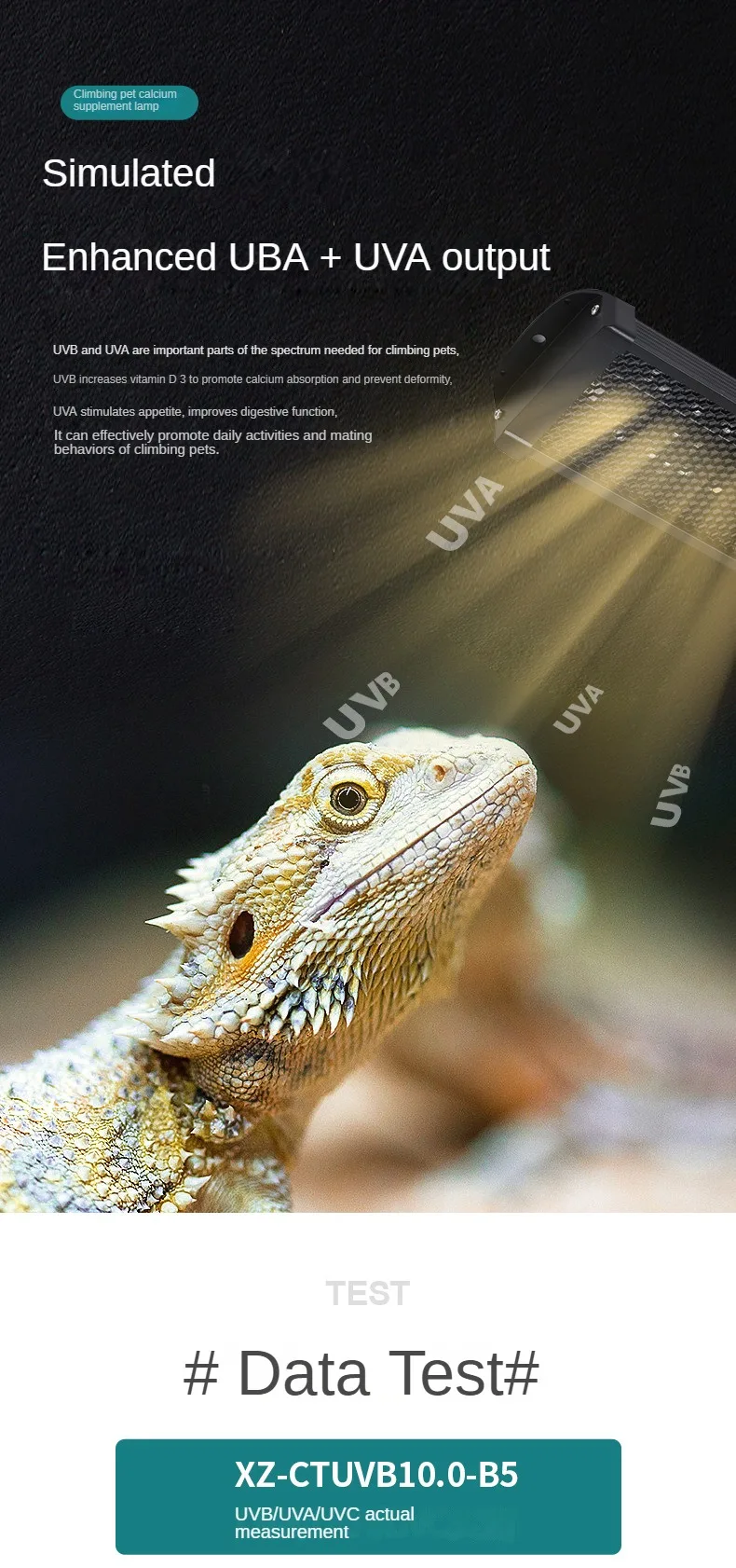 Reptile Uva+Uvb Full Spectrum Led Uv Lamp 10.0/20.0 Turtle Lizard Snake Light Terrarium Lamp For Reptile Vivarium Calcium Supply 10 kf S7ffa61cf77f64bc3b7357bc6a6731346X