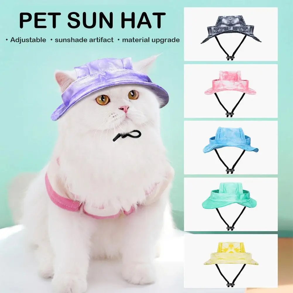 Cotton Cat Sun Hat With Ear Holes Round Brim Dog Puppy Cat Bucket Hat Outdoor Sun Protection Pet Caps For Small Medium Cat Dogs 15 kf S8efe4e5cf83b413492a00da17acb6c07K