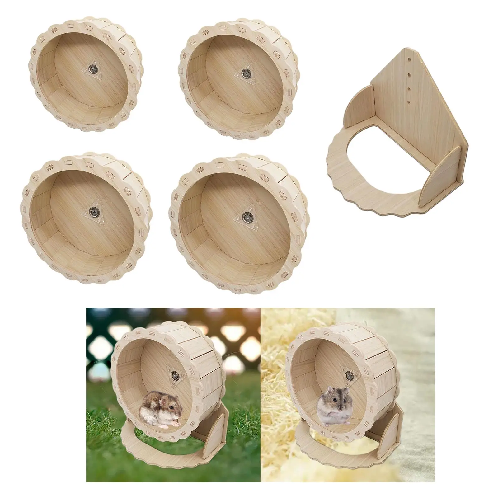 Hamster Wooden Running Wheel Exercise Wheel Toy Hamster Treadmill Silent for Syrian Hamster Mice Other Small Animals Gerbils Rat