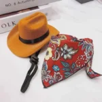 Hat and red scarf