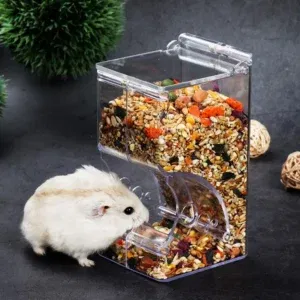 Hamster Rabbit Food Dispenser Feeder Plastic Clear Automatic Pet Feeder For Hamster Guinea Pigs Food Bowl Container
