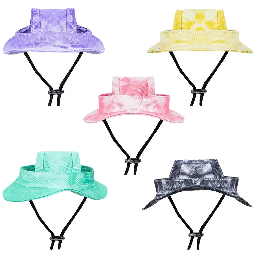 Cotton Cat Sun Hat With Ear Holes Round Brim Dog Puppy Cat Bucket Hat Outdoor Sun Protection Pet Caps For Small Medium Cat Dogs 18 kf