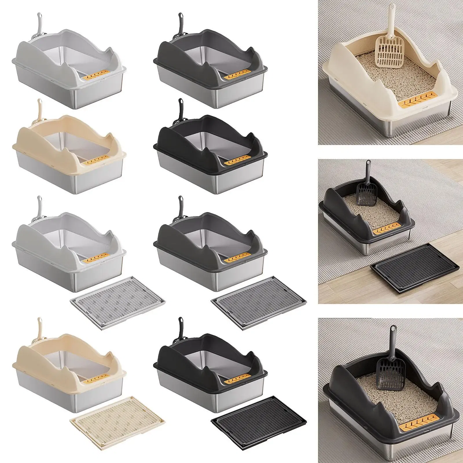 Cat Litter Sand Litter Basin Low Entry with High Sides Easy to Clean Kitty