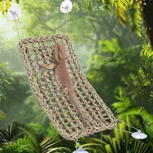 Reptile Lizard Hammock Hamster Grass Mat Pet Bed Hammock Climbing Swing Toy Hanging Bed Mat with Suction Cup Pets Supplies