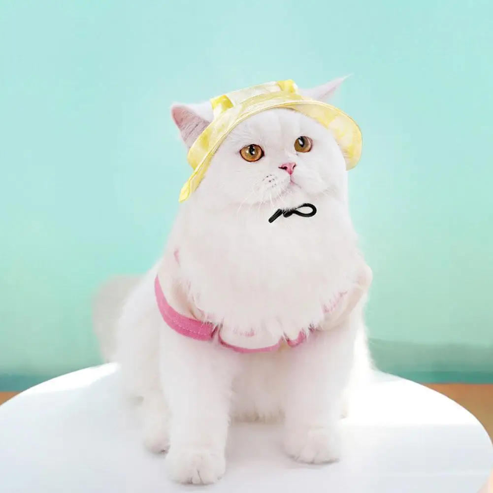 Cotton Cat Sun Hat With Ear Holes Round Brim Dog Puppy Cat Bucket Hat Outdoor Sun Protection Pet Caps For Small Medium Cat Dogs 17 kf Se7e8b71f8ec541e3a660c394dc81cf05H