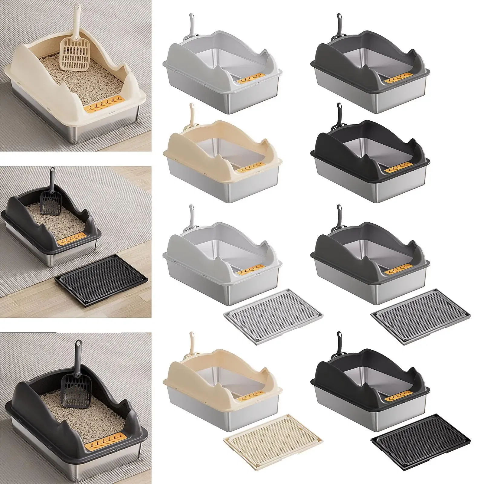 Cat Litter Sand Litter Basin Low Entry with High Sides Easy to Clean Kitty