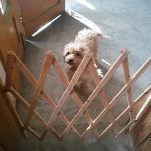Dog Sliding Door Pet Gate Retractable Adjustable Dog Sliding Door Wood Indoor Dog Gate Doorway Stairs Pet Puppy Safety Fence