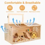 Large Wooden Hamster Cage Chewproof | Gerbil Cage Hamster Habitats Enclosure With Openable Top &Amp; Acrylic Window, Small Animal Ca 5 kf Sf36bb6e25f3e4d7cbbbf153b3e6c32a7d