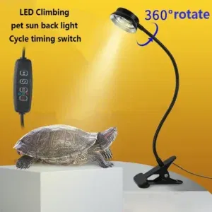 UVA+UVB Reptile Lamp Holder Set with Clip-on 110-240V Timable Reptile Full Spectrum Lamps Clips for Lizard Turtle Tortoises