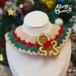 Christmas Cat Scarf Hand-knitted Cartoon Cat Necklace Adjustable Santa Claus Reindeer Puppy Collar Delicate Pet Accessories 5