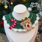 Christmas Cat Scarf Hand-knitted Cartoon Cat Necklace Adjustable Santa Claus Reindeer Puppy Collar Delicate Pet Accessories 3